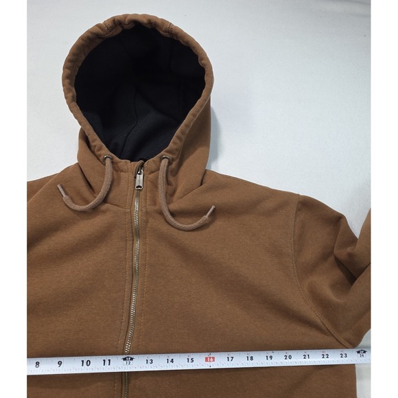 Carhartt Hoodie Jacket Mens Brown Full ZIp Lined Mexico Made Light Distress - Picture 7 of 10